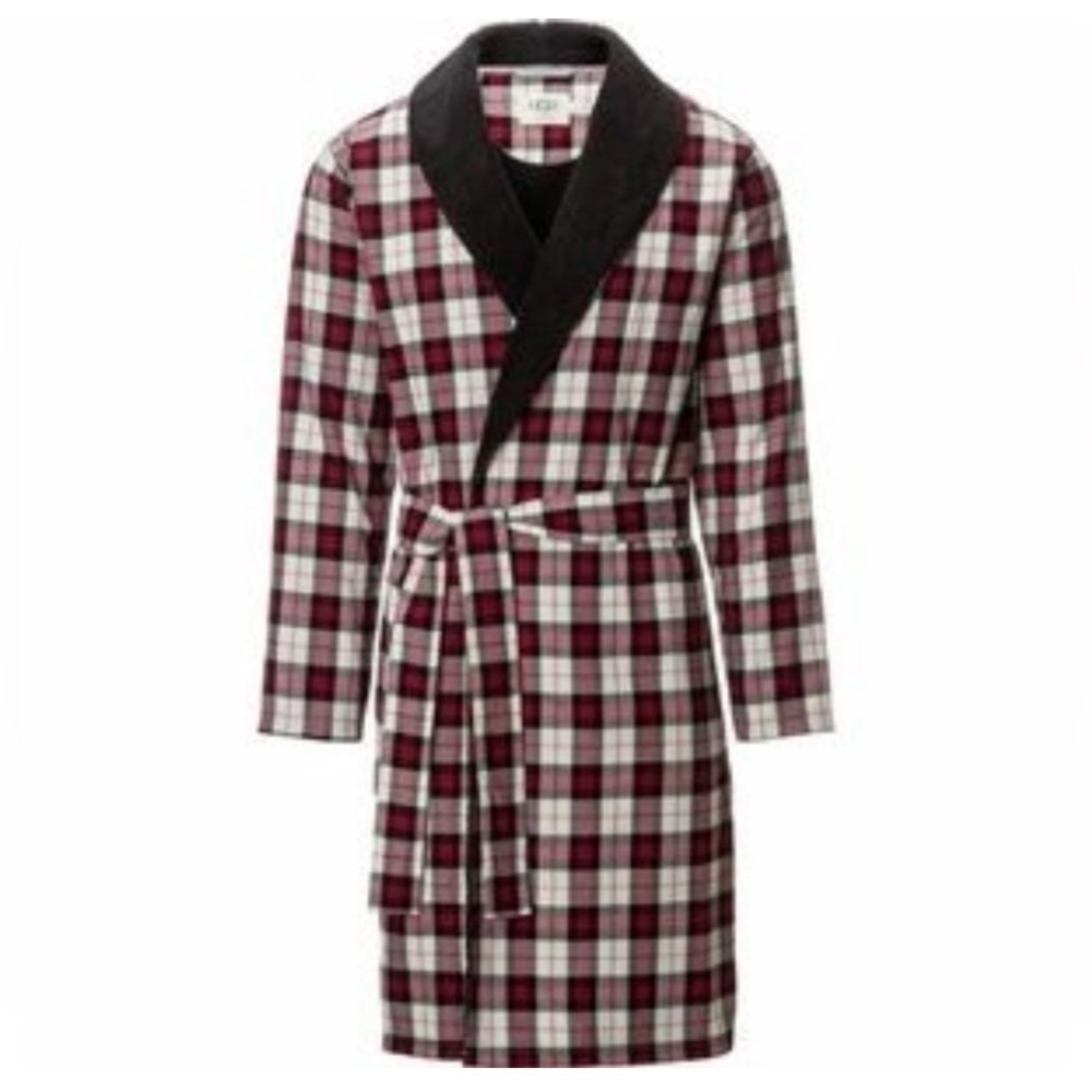 UGG Plaid Belted Robe With Black Fleece Collar Men’s Size XLarge